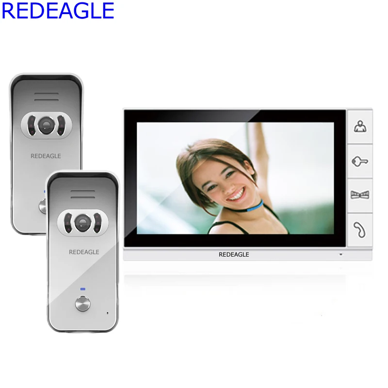 REDEAGLE 9 inch LCD Home Video Door phone Doorbell System with 1 Monitor and 2 calling Panels Outdoor Camera unit DHL EMS Free REDEAGLE 9 inch LCD Home Video Door phone Doorbell System with 1 Monitor and 2 calling Panels Outdoor Camera unit DHL EMS Free