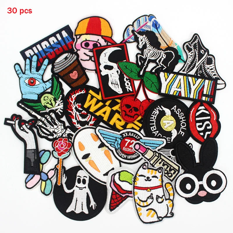 

30pcs/lot New Designs Fashion Arts Clothes Patches Embroidery Badge iron on Sewing DIY for Girls Clothes Applique