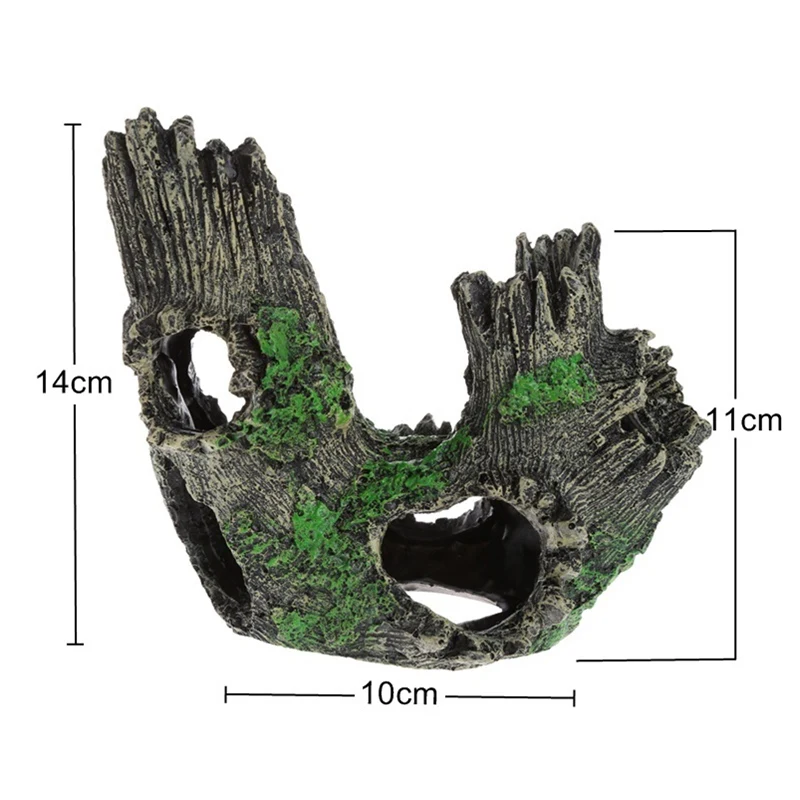 В виде дерева из смолы ствол коряга аквариума украшение искусственная полая деревянная дыра аквариум Декор Рок Пещера для рыбы креветки 14x10x11cm