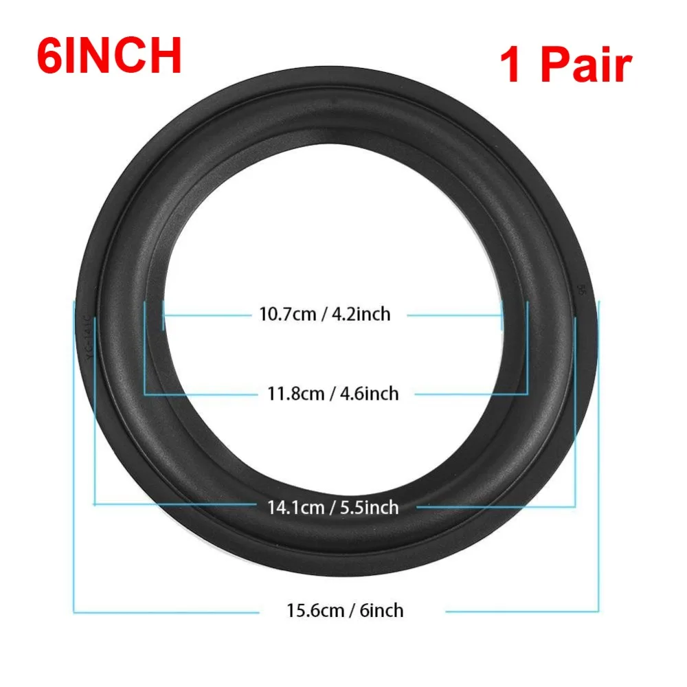 

2pcs 6 inch/156mm Perforated Rubber Speaker Foam Edge Surround Rings Replacement Parts for Speaker Repair or DIY (Black)