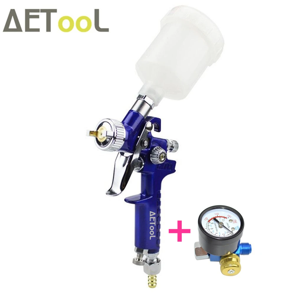 

AETool Professional 0.8mm HVLP Spray Gun Mini Air Paint Guns Airbrush with Air Regulator Gauge for Painting Car Aerograph