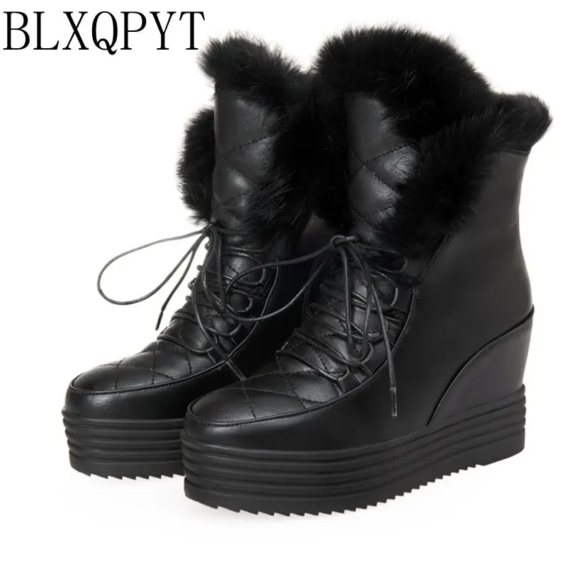 BLXQPYT/новые ботинки с пряжкой на толстом меху, с круглым носком, Размеры 33-43 женские пикантные ботильоны на высоком каблуке, модные русские зимние ботинки 1001
