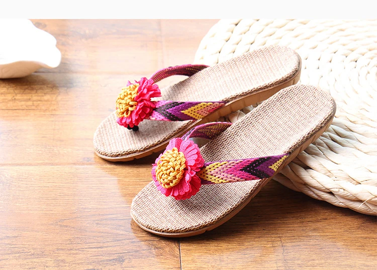 LCIZRONG/тапочки в богемном стиле; 4 цвета; женские пляжные домашние шлепанцы с цветами; Милые Вьетнамки размера плюс; Sandalias Mujer; повседневная обувь на плоской подошве