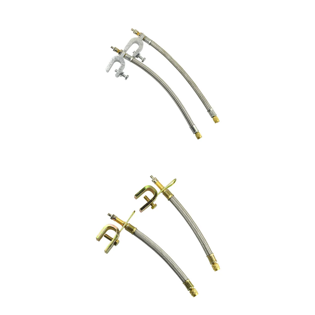 

4 Pieces Dual Wheel Valve Stem Extender Extention 7' 10' Stainless Steel Flexible Braided Hoses with Iron clip Extends length
