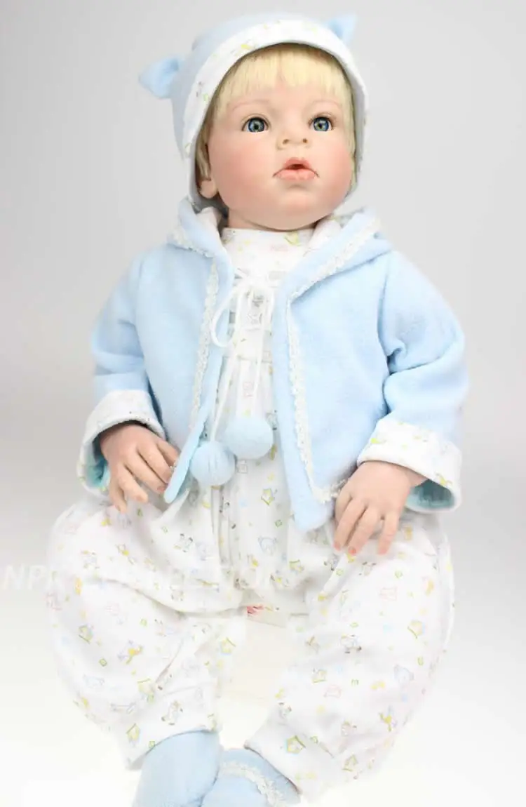 28 inch Big Size Handmade Popular Reborn Toddler Doll with Rooted Blonde Hair Dress up Boy