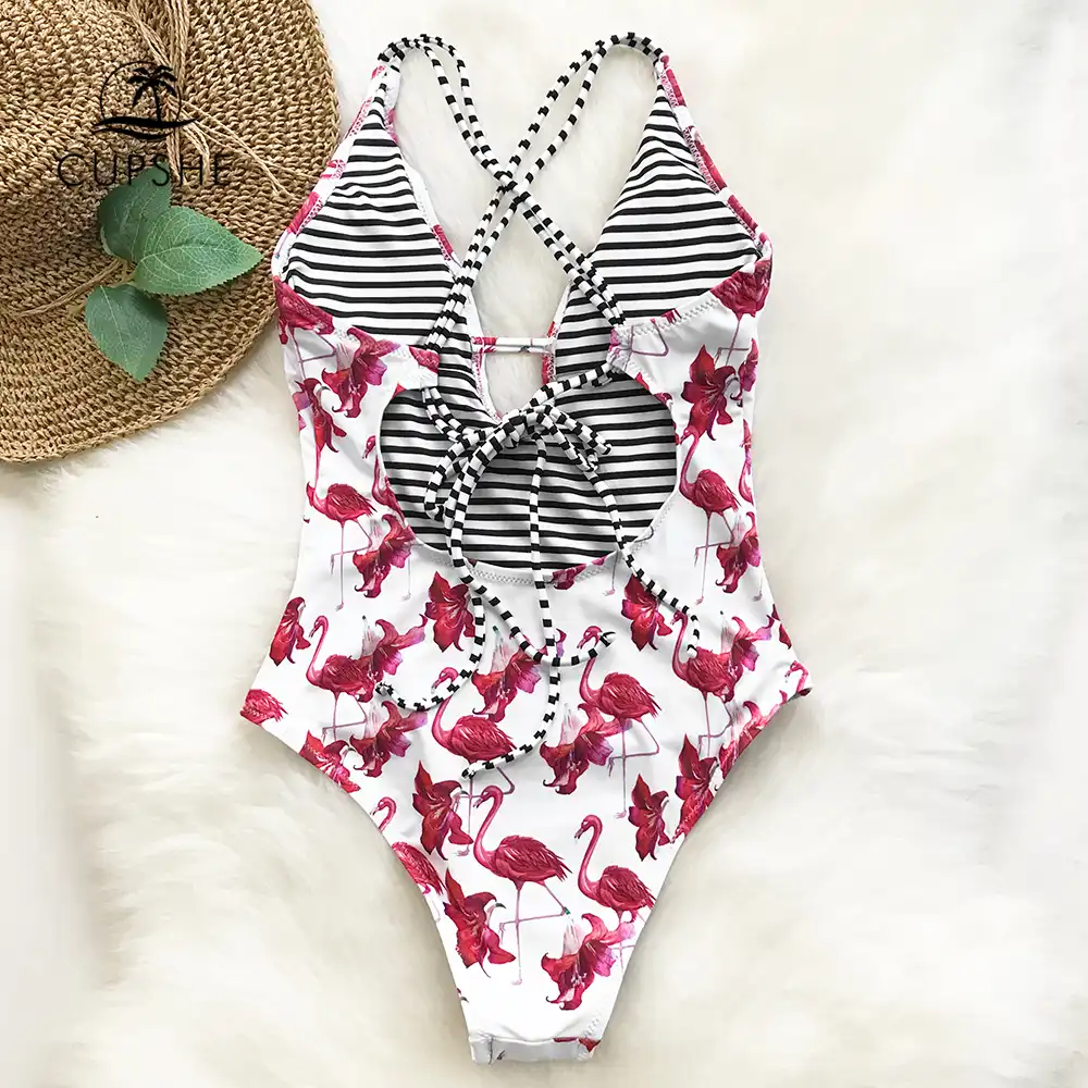 cupshe flamingo bikini