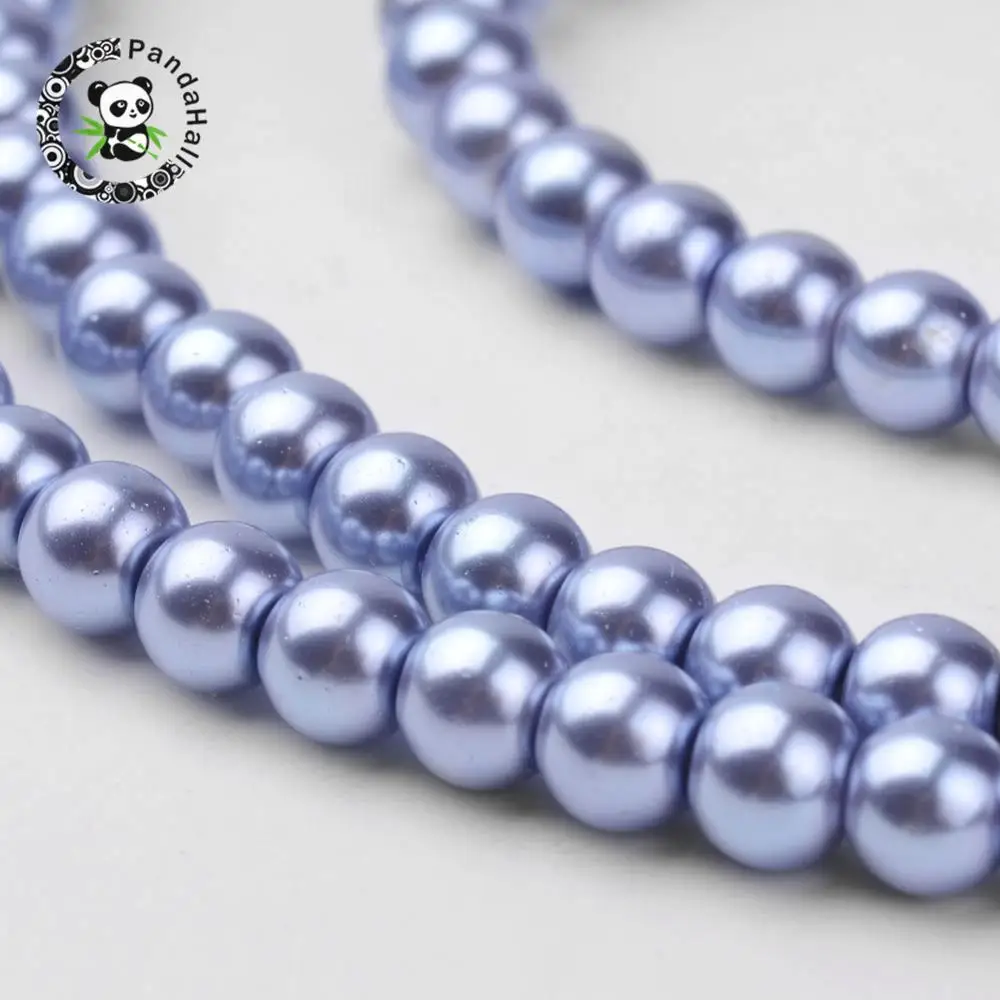 Glass Pearl Beads Strands, Pearlized, Round, CornflowerBlue, Size: about 3mm in diameter, hole: 1mm, about 220~230pcs/str