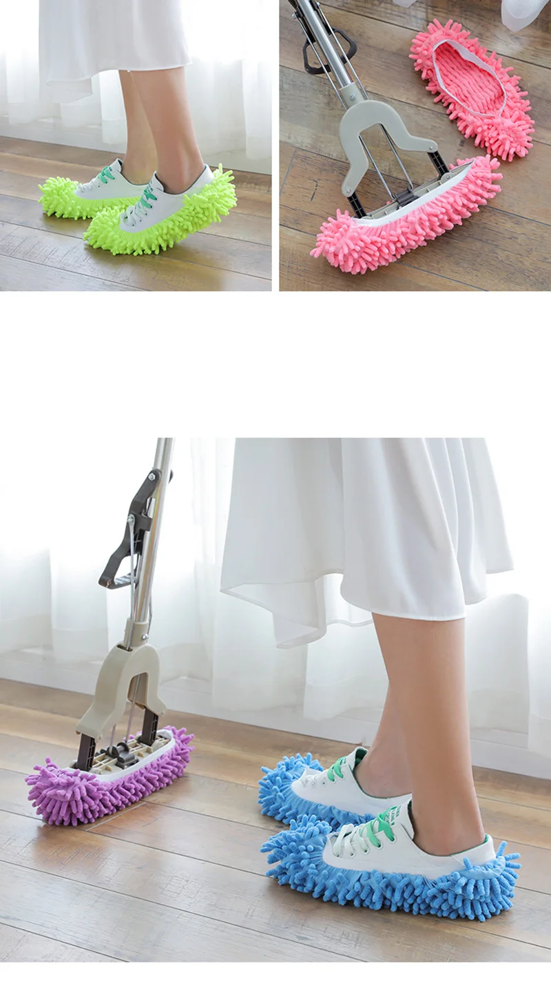 1Pcs Shoes Covers Mop Slipper Lazy House Floor Polishing Cleaning Easy Foot Sock Shoe Cover Mopping Lazy Shoe Cover Blue Purple (3)