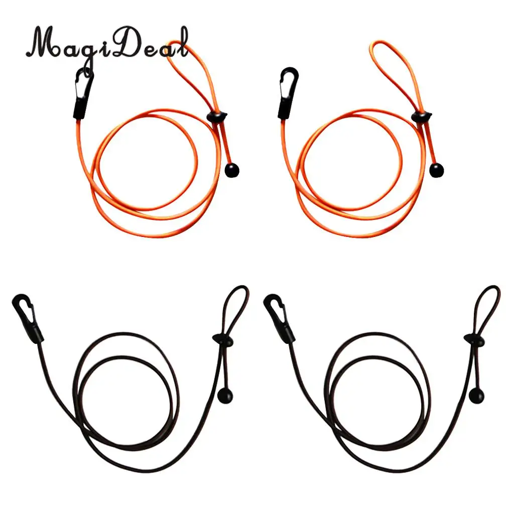 MagiDeal 2 Pieces 1.2m Elastic Kayak Paddle Leash Bungee Fishing Rod Lanyard Orange/Coffee