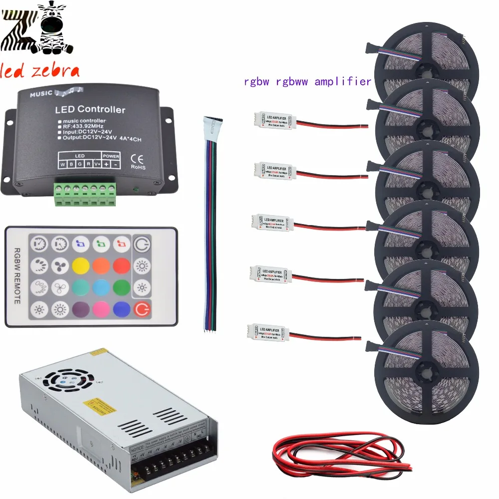 

Super bright 5m~30m rgbw rgbww 5050 SMD led strip light+music led controller+rgbw amplifier+12v led power transformer