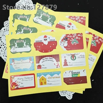 

90pcs Written Christmas Sticker elk Christmas Tree Design Paper Label Baking Gift Sticker Merry Christmas Stationery Stickers