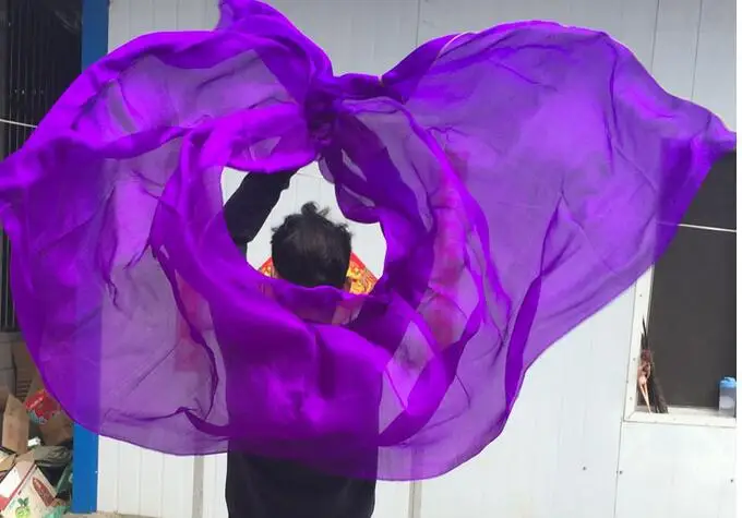 Новая горячая танец живота вуаль из натурального шелка танцоров ручной бросок шарф шаль градиент яркий цвет 200 см 250 см дешево