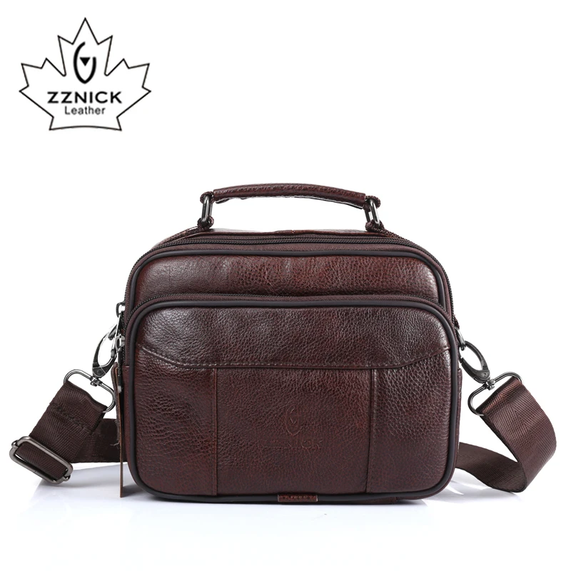 ZZNICK Cow Genuine Leather Messenger Bags Men Travel Business Crossbody Shoulder Bag for Man Masculina Solid Bag 8210