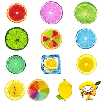 

100pcs cute korean janpan style acrylic round Fruit lemon slices lapel pin brooches Badges for handbag suit shirt BR0059