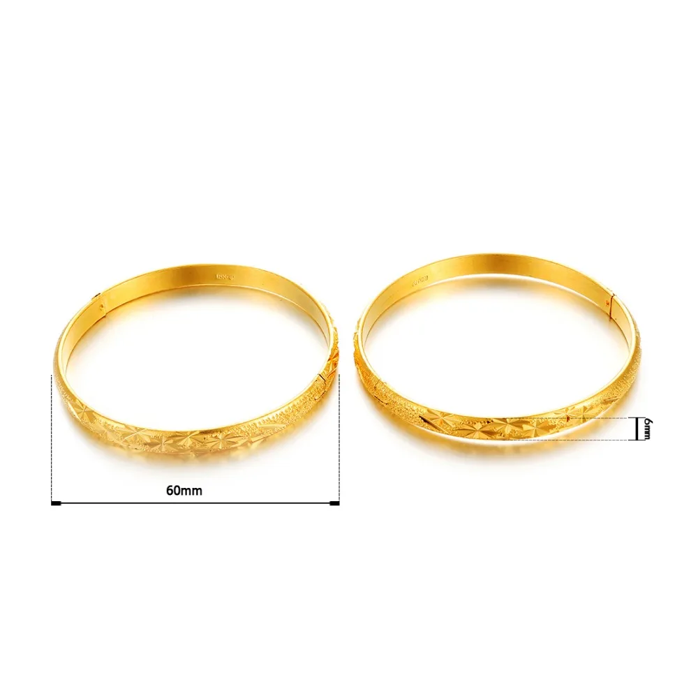 Ethlyn 2pcs/lot  Chinese Yellow Gold Color Openable Bracelets Bangles Girls Small Size birthday New Year Gifts  B153 3