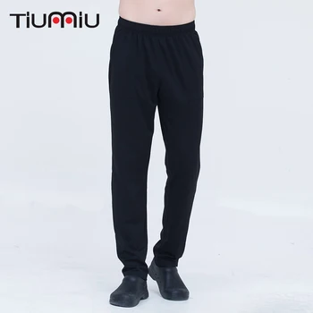 

2019 Men Black Chef Pants Elastic Trousers Restaurant Kitchen Hotel Food Service Bakery Cafe Sushi Waiter Cooker Workwear Pants