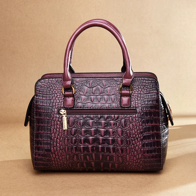 2019 New Women Genuine Leather Handbags Crocodile Pattern Women Shoulder Bags Vintage Fashion Top-h - 33001875056