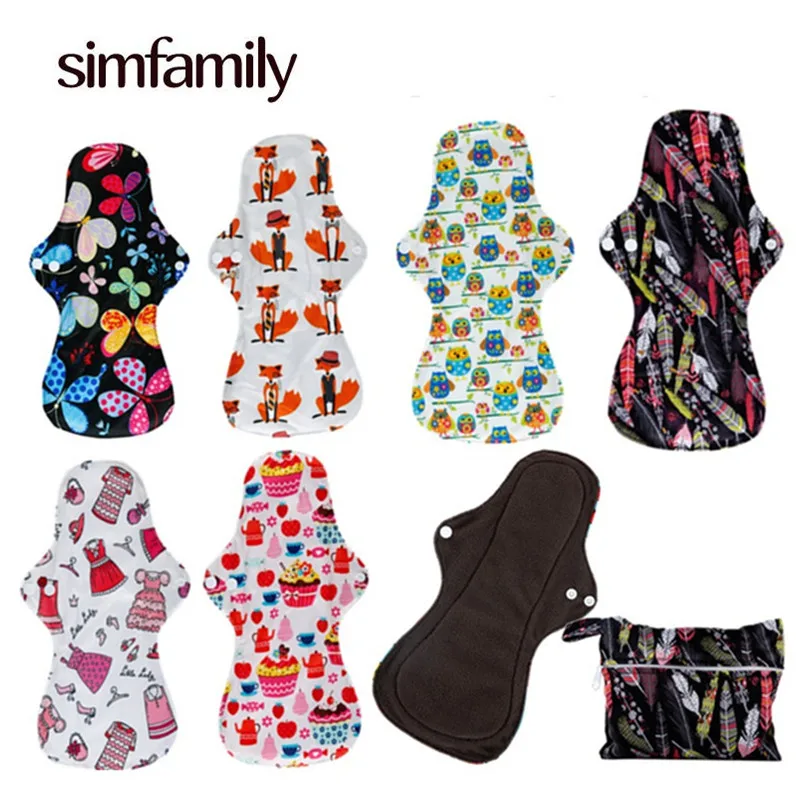 

[simfamily] 6+1 Heavy Flow/Over Night Pads Set Menstrual Cloth Sanitary Pads,Reusable & Waterproof Wholesale Selling