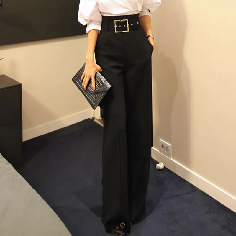 2020 Workwear Formal Black Straight Pants High Waist Pantalon Costume Pant Summer Trouser Female Wide Leg Pants For Women Pants 2020 Workwear Formal Black Straight Pants High Waist Pantalon Costume Pant Summer Trouser Female Wide Leg Pants For Women Pants