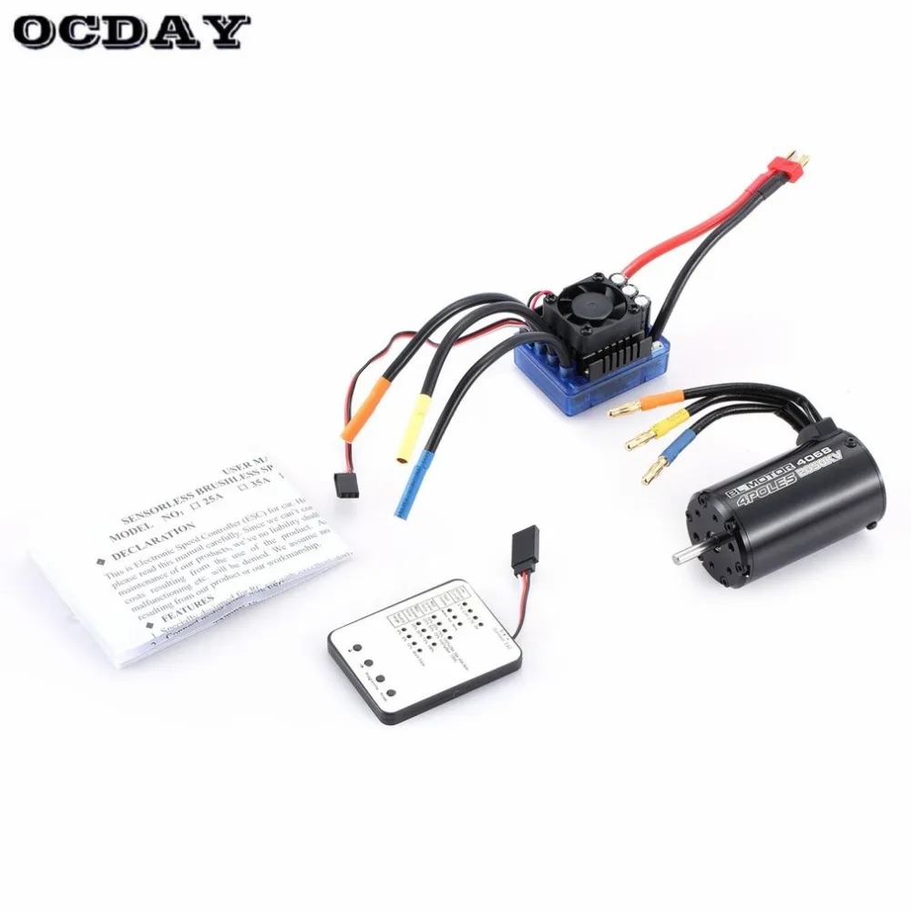 

4068 2050KV 4 poles Sensorless Brushless Motor 120A ESC with LED Programming Card Combo Set for 1/8 RC Car Truck ht