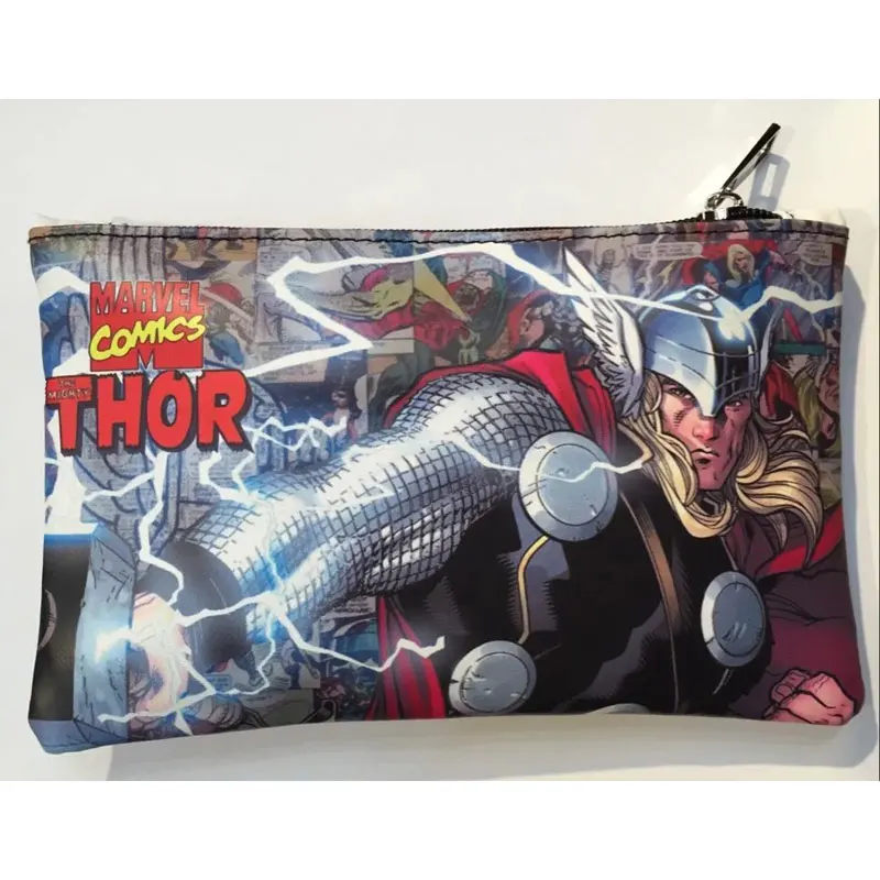 

Marvel Comics Thor Purse Leather Pen Pencil Bags Rectangle Zipper Money Bag Boy Girl Anime Cartoon Stationery Pouch Wallets