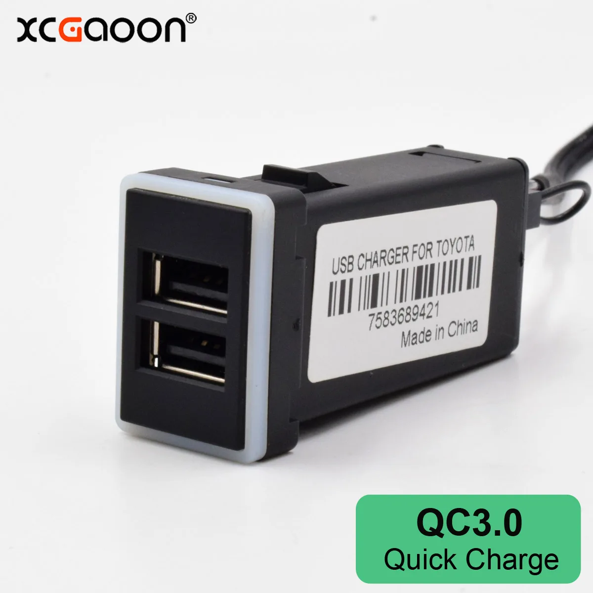 Зарядное устройство XCGaoon Special QC3.0 быстрое зарядное с 2 USB разъемами адаптер для TOYOTA