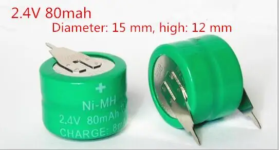 Горячая новинка 2,4 V 80MAH 2.4V80mah Ni-MH Кнопка солнечной энергии перезаряжаемые батареи зарядки батареи сварочные ноги