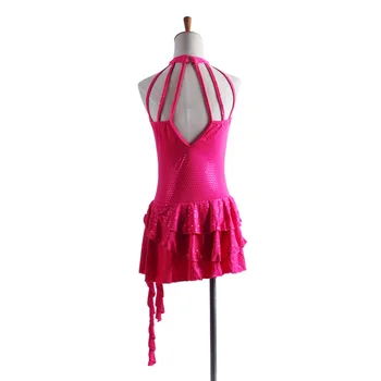 

Adult Female V Collar Sexy Bra Pleated Skirt Suit 1248 Latin Dance Performances