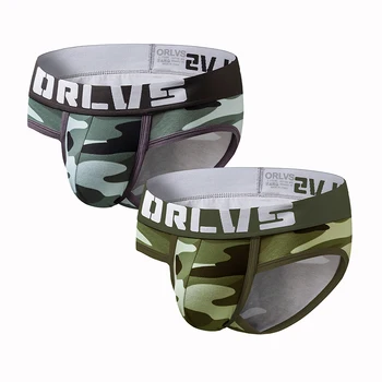 

2PCS Male Underwear Sexy Men Briefs Soldier Breathable Cotton U Convex Briefs Homme Camouflage Printed Cueca