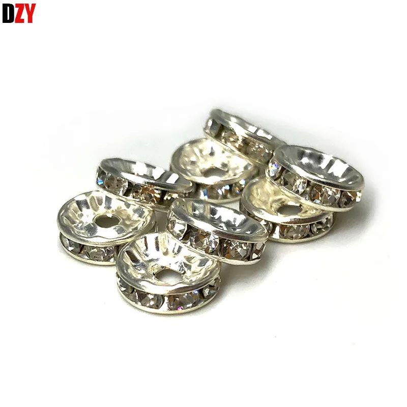 100 шт. 8 мм Cristal брошь со стразами Spacer Para Colar Pulseira де Металл DIY DYP-010 | Украшения и