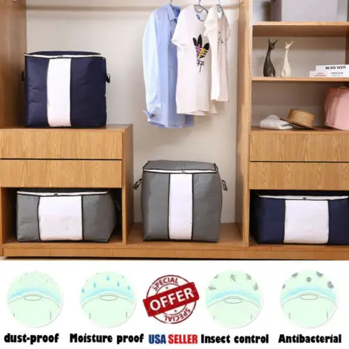 

Clothes Quilt Blanket Storage Bag Oxford Fabric Organizer Foldable Zipper Box