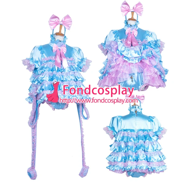 Lockable baby pink Sissy boy Maid Satin long Dress CD/TV Tailor-Made Lockable baby pink Sissy boy Maid Satin long Dress CD/TV Tailor-Made
