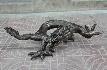 

christmas 28"Huge Old China Fengshui bronze success zodaic Spiral Dragon statue Sculpture New Year