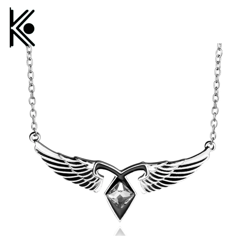 

mortal instruments City of Bones Ashes Angel Wings Power Rune Pendant Necklace Vintage Style Statement Necklace