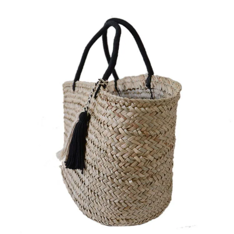 2018 Knitted Straw bag Summer Bohemia fashion women's handbags shoulder bags beach bag big tote bags tassel Big size Boho Style