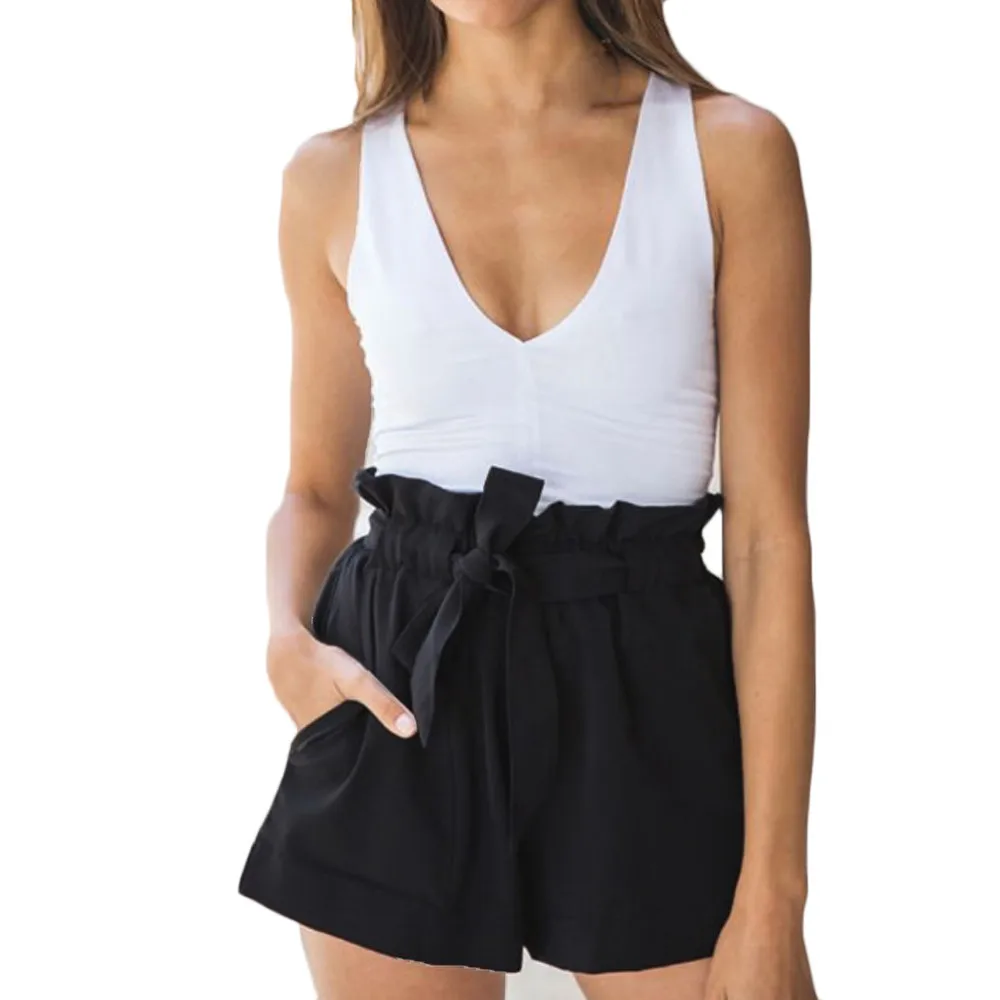 

2019 shorts women New Fashion Women Sexy Summer Casual Shorts High Waist Short Pure Color High Waist Elastic Casual Short #613