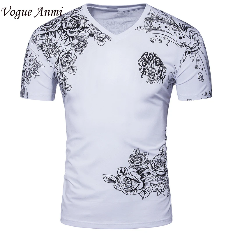 Vogue Anmi 2017Summer V Neck T shirt Retro Newest Style Printed T Shirt ...