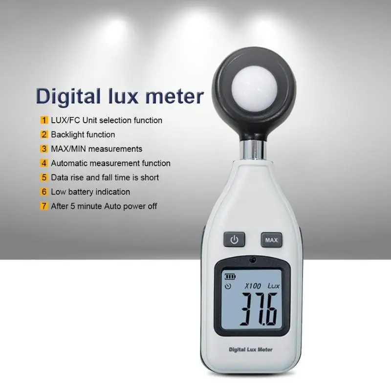

Digital Luxmetro Light Meter Portable Handheld LCD LUX/FC Test Measure Light Meter GM1010 Luminometer Photometer Glossmeters