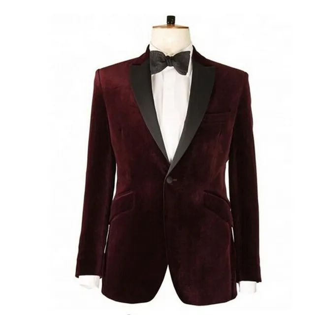 Luxury Peak Lapel Black Satin Lapel Men Suit Jacket Formal Male ...
