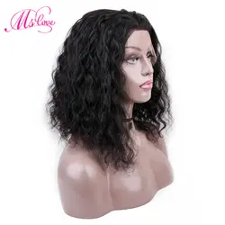 Вьющиеся волосы человека парик короткие Синтетические волосы на кружеве человеческих волос парики для черный Для женщин бразильский