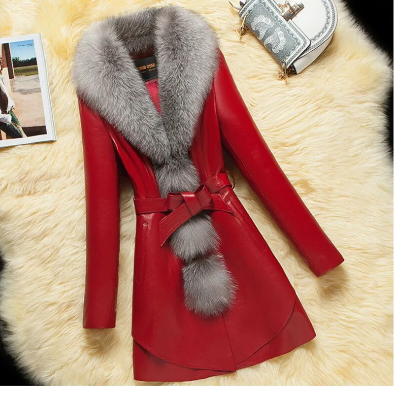 Зимние женские кожаные меховые куртки, Женское пальто, имитирующее лисицу, шерсть, самосовершенствование, манто для женщин, Hiver, пальто из искусственной овчины