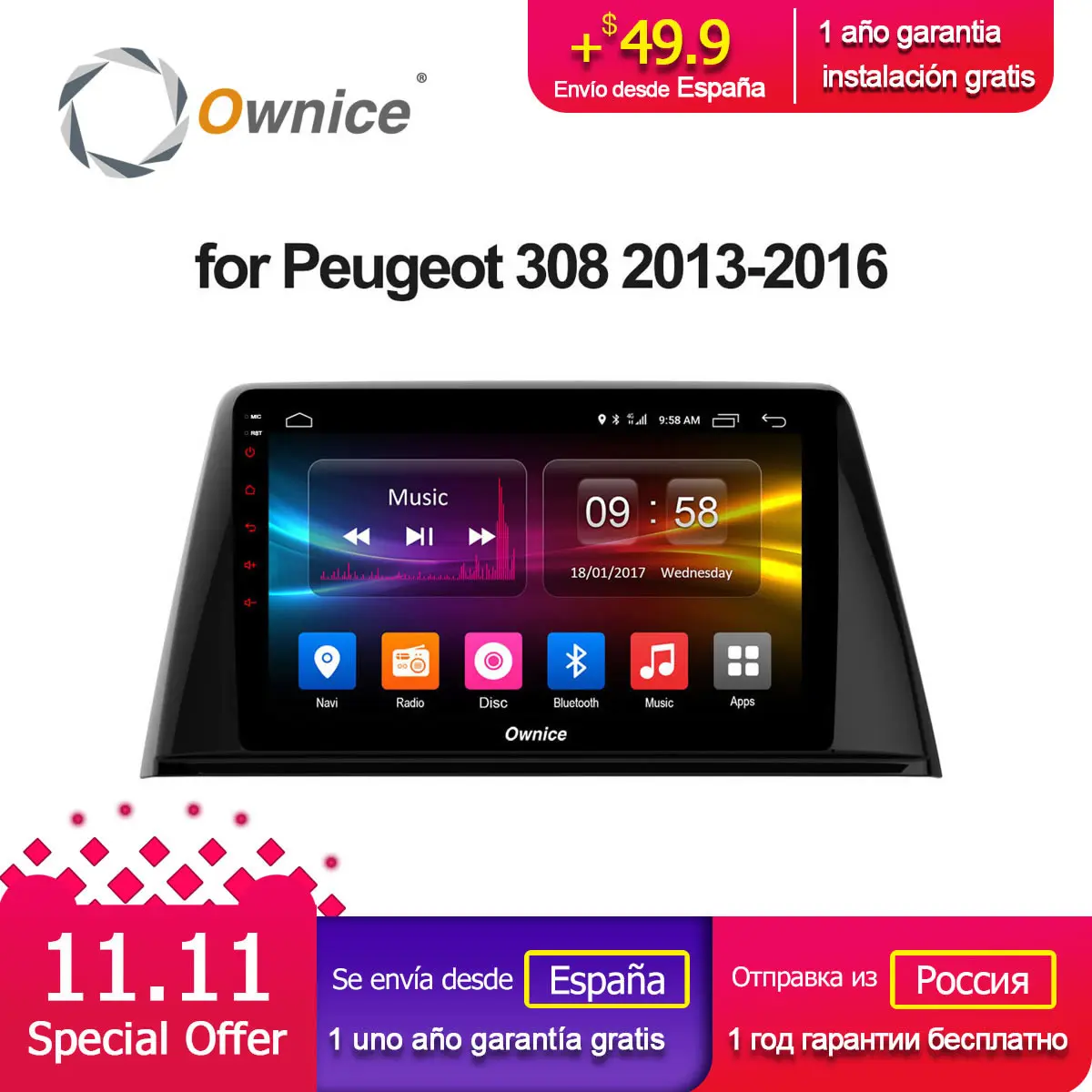 

Ownice K1 K2 Octa 8 Core Android 8.1 Car Radio GPS Navigation for Peugeot 308 2016 DVD Player Support 4G LTE DAB+ DVR TPMS