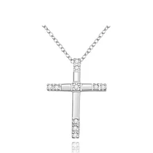 Silver plated gorgeous Fashion charm cute lady popular exquisite inlaid stone crosses necklace noble luxury silver jewelry N539