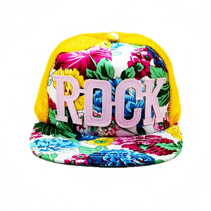 Новые Платья с цветочным принтом; летняя рок Детский Детские кепки-бейсболки; летняя одежда для мальчиков и девочек; Защита от солнца сетки шапки снепбеки - Цвет: model  color