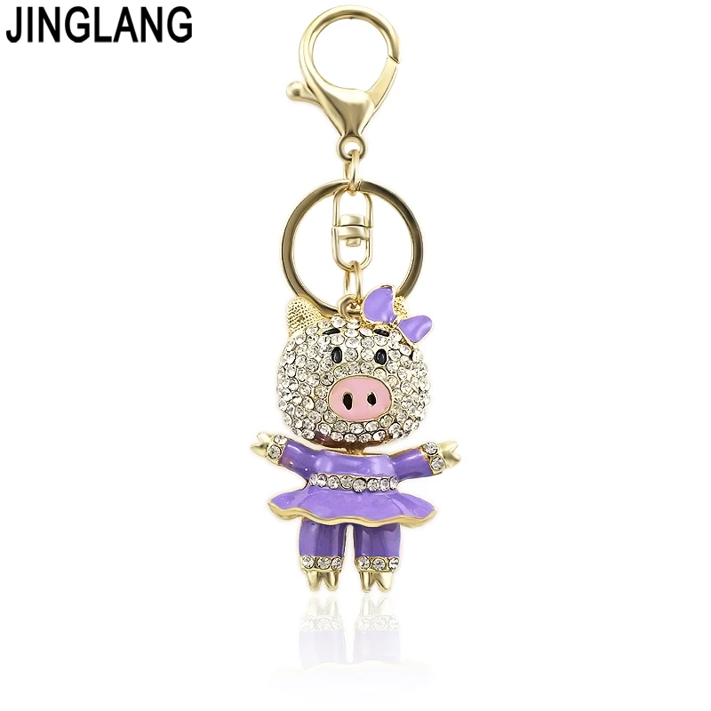 JINGLANG милый брелок Стразы свинка брелки Модные животные Женская сумочка