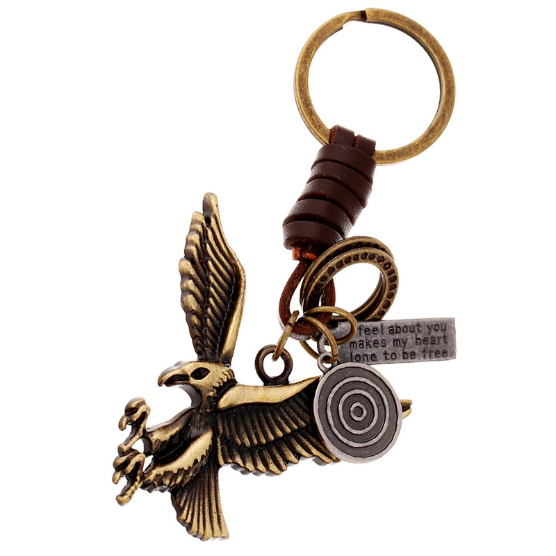 Винтажные брелки из натуральной кожи для мужчин и женщин FY049|eagle keychain|key chain ring