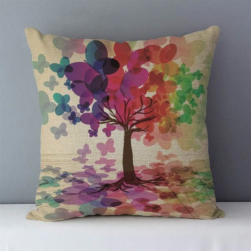 Wholesale plants life trees printed cozy cushion for couch seat back cushions home decorative pillows 45x45cm without core MYJG bench cushions indoor Cushions