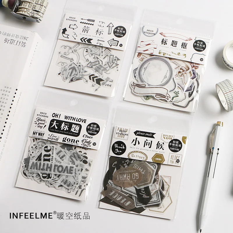 

40pcs/pack infeel.me Basic Practical Mini Paper Diy Cute Stickers Scrapbooking Flakes Japanese Stationery School Supplies
