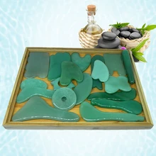 Инструмент для акупунктурного массажа, доска Guasha, натуральный зеленый нефрит, скребок gua sha, каменный массажер, тонкий, для похудения лица