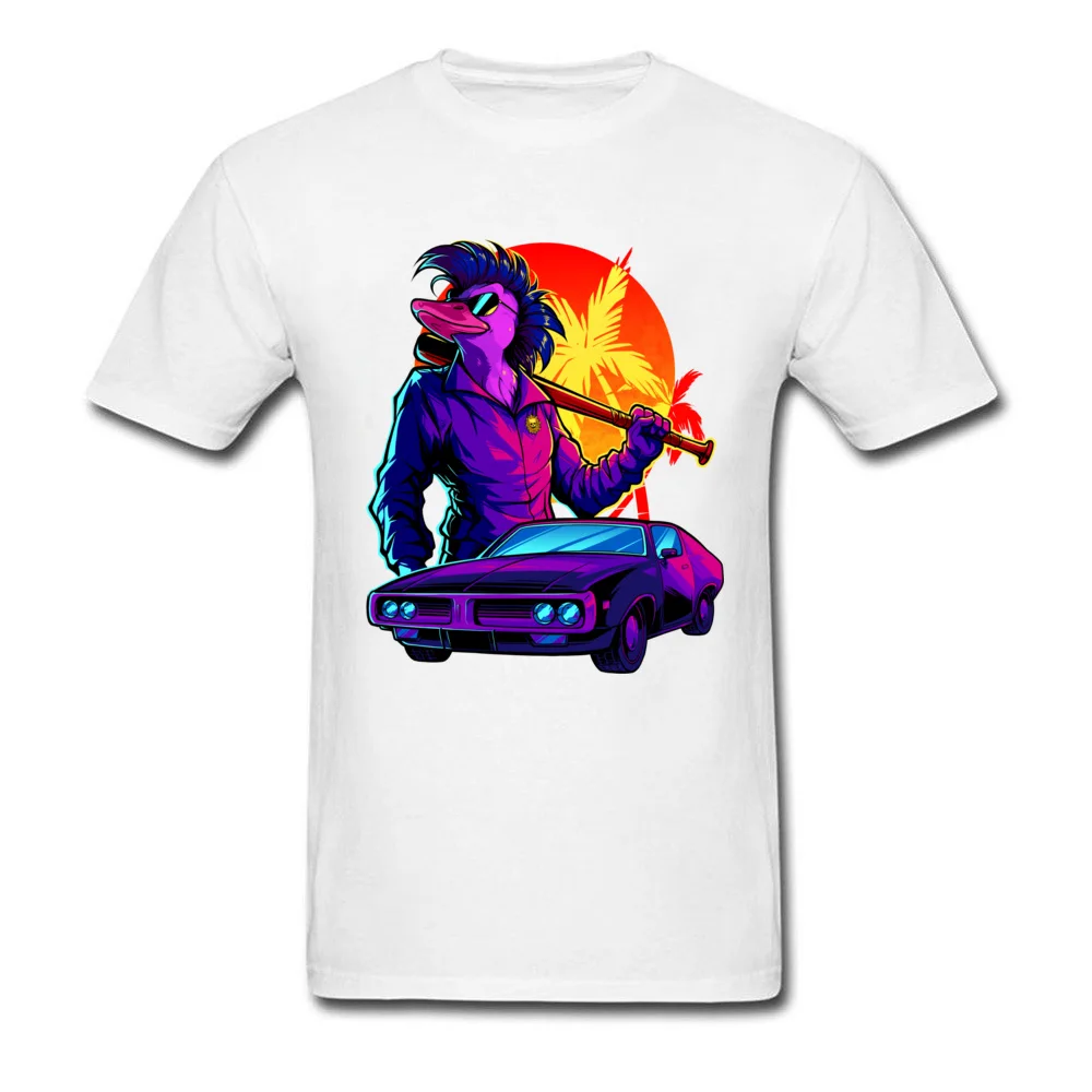 Miami Duck Normal Tops & Tees Short Sleeve for Men Pure Cotton Summer Autumn Crewneck T-shirts Unique Tee Shirt Dominant Miami Duck white